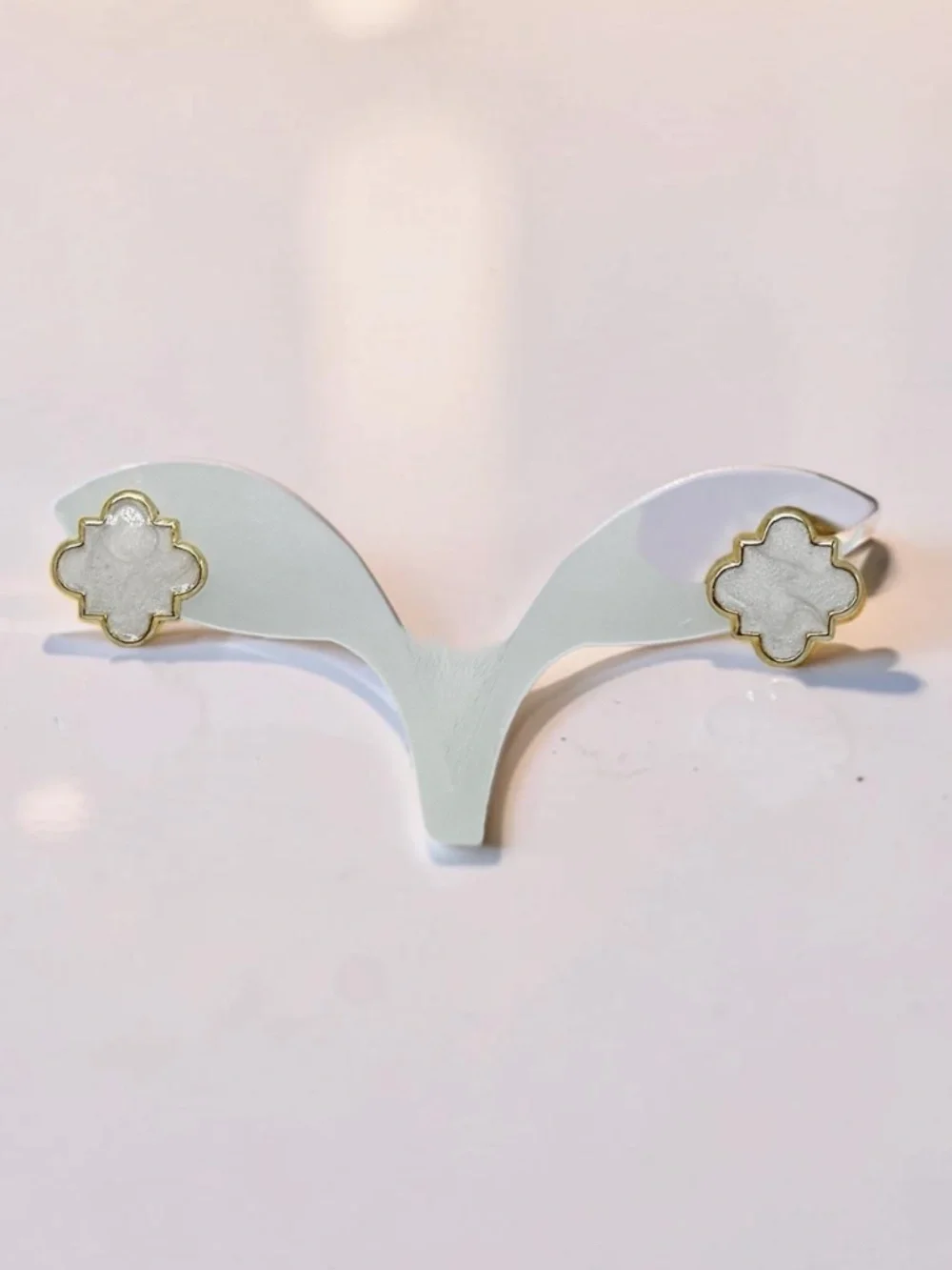 Clover Stud Earrings 18k Gold Plated Earrings in White